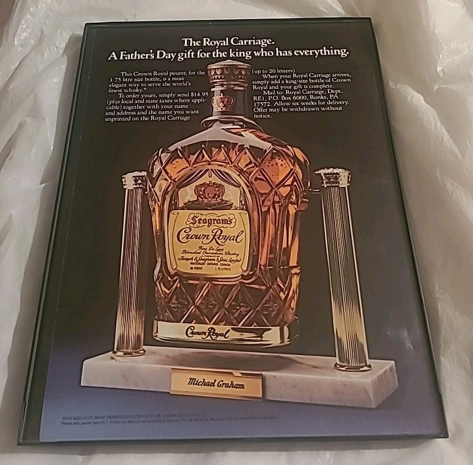 Crown Royal Whiskey Royal Carriage Framed Print Ad 8.5x11 1980 Vintage 