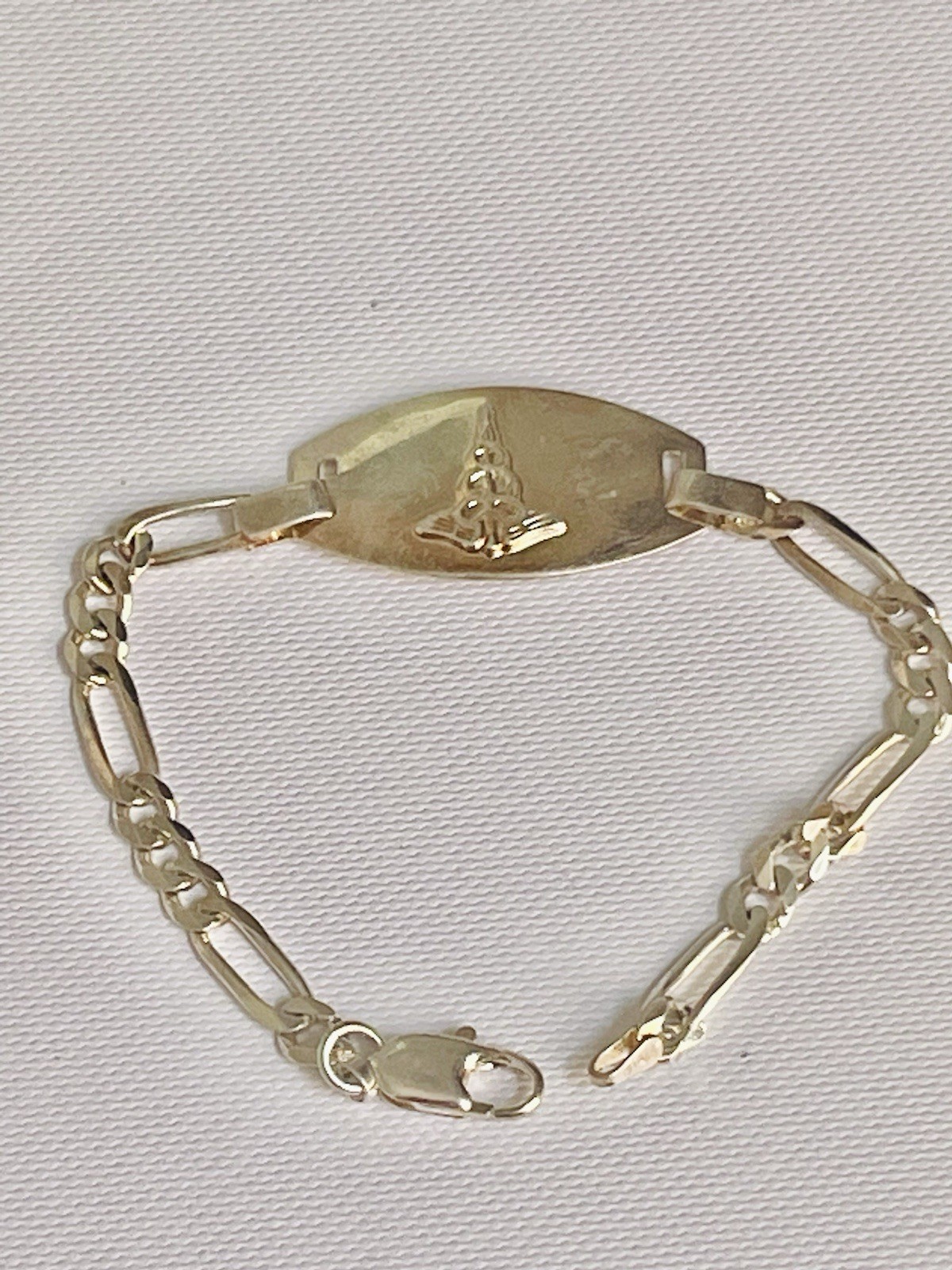 VTG Sterling Silver Figaro Link Chain Medical Alert  Bracelet Sz 7”