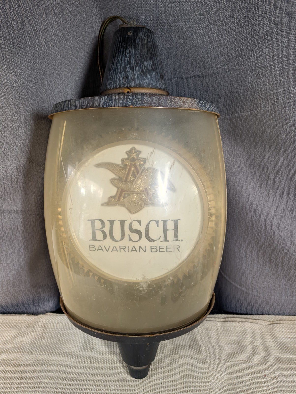 Rare 1960s Busch Bavarian Beer Revolving Pendulum Barrel Bar Light Untested