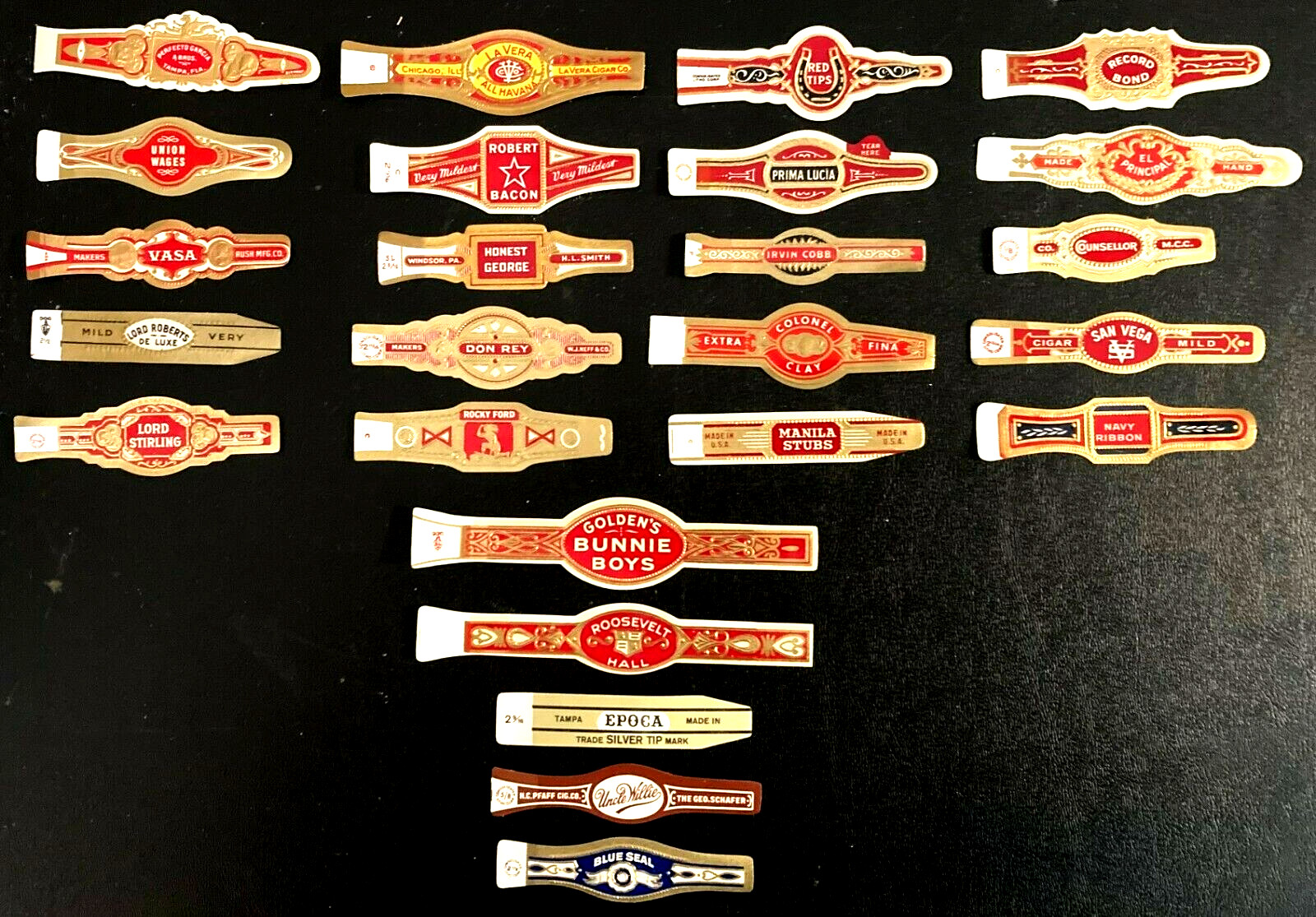 1930\'s - 1950\'s Lot of 25 + 5 Randon Cigar Bands Vintage Unused \