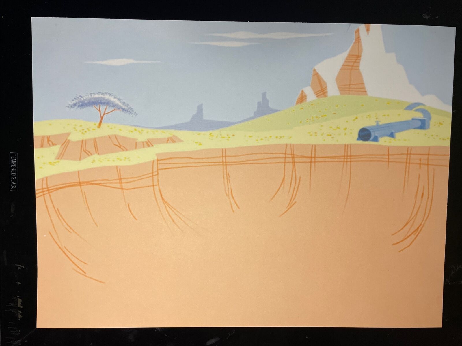 LOONEY TUNES  Animation Cel Back￼ground Wile E Coyote And Roadrunner Cartoons