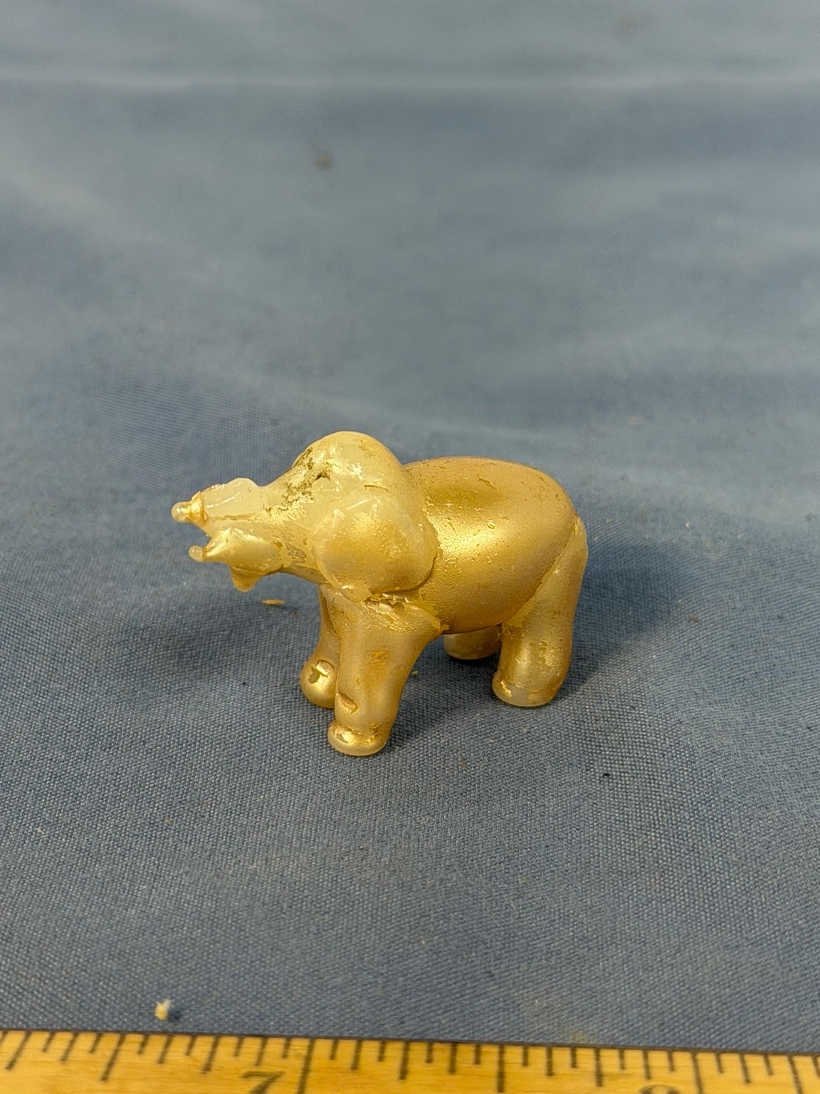 Vintage Miniature Gold Tone Elephant Figurine Small Animal Collectible