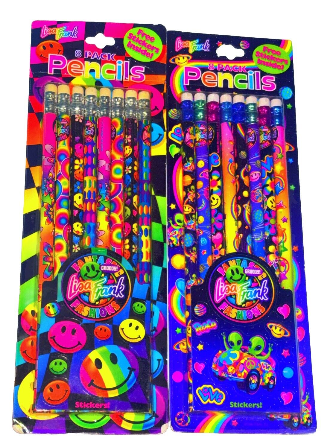 New Sealed Vintag Lisa Frank Pencils Stickers Fantastic Fashions Aliens Smiley