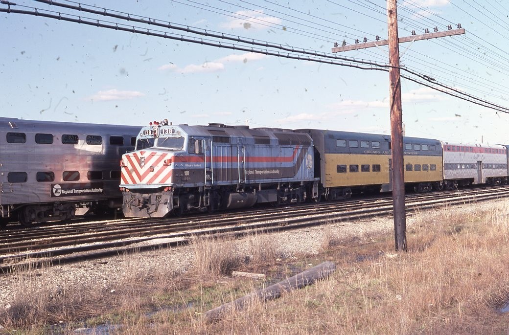 METRA Railroad Train Locomotive Highliner Car Original 1982 Photo Slide