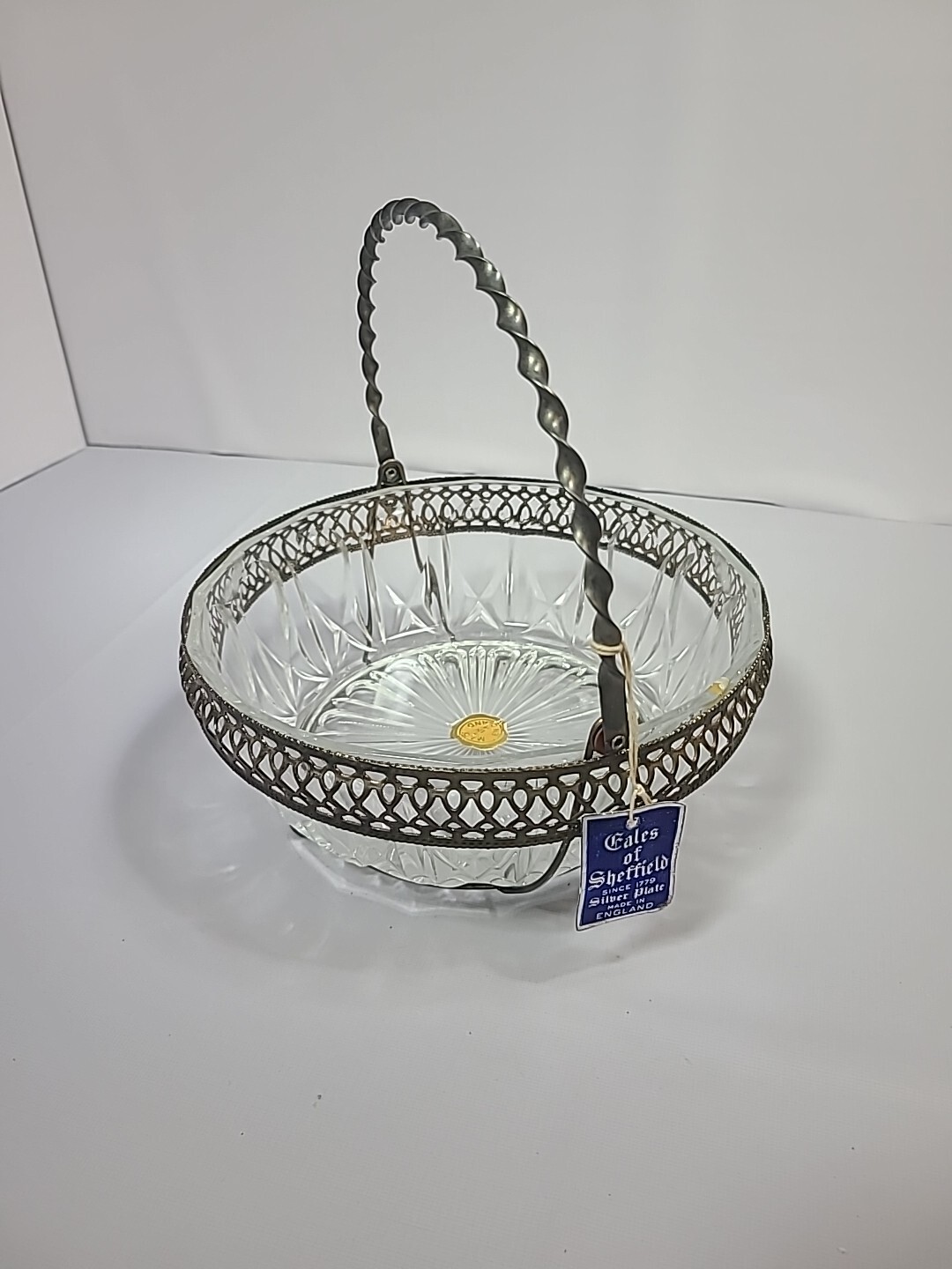 Vintage Eales Of Sheffield Silver Plate & Reims France Genuine Crystal Bowl Set