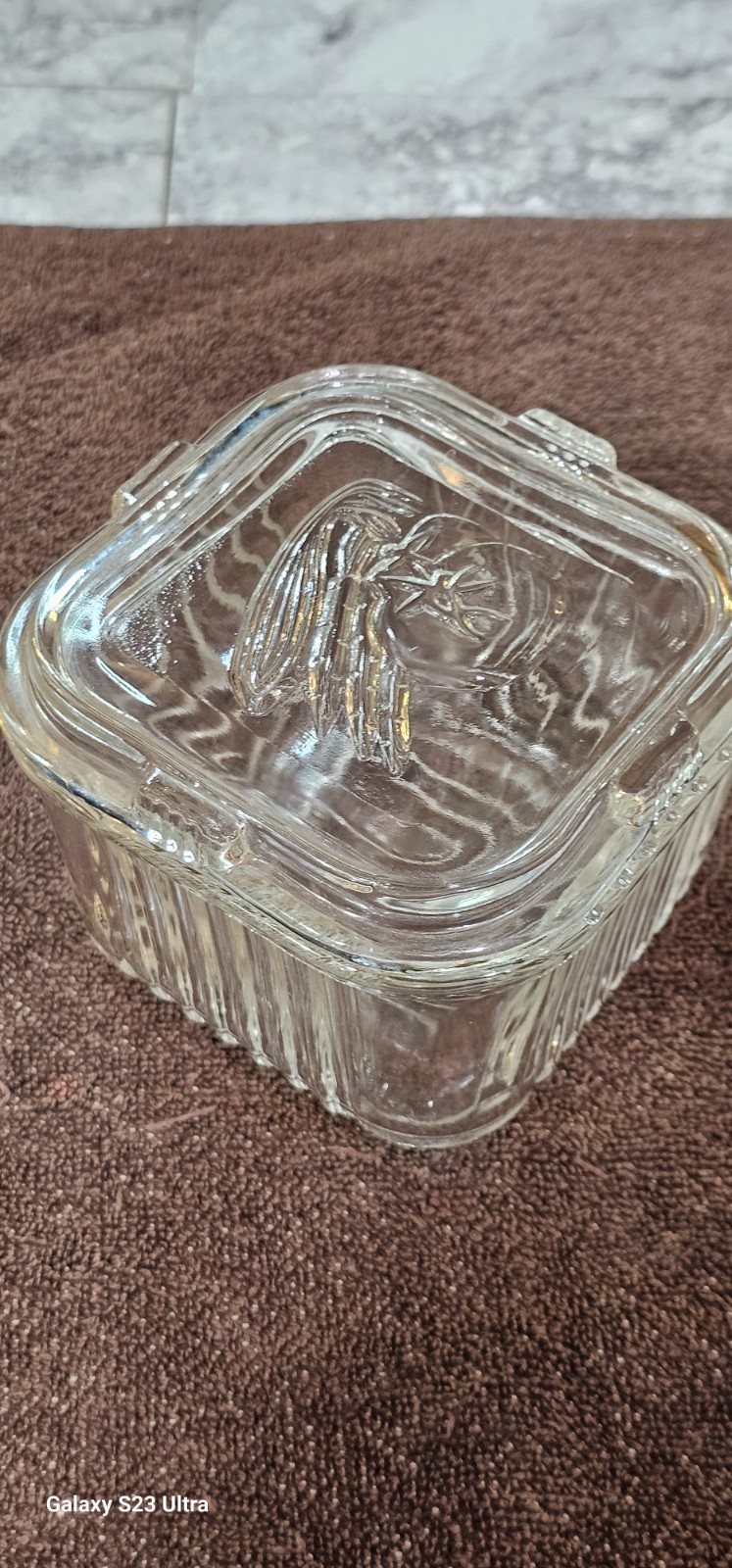 Vintage Clear Federal Glass Container With Lid From 1950s Perfect Condition