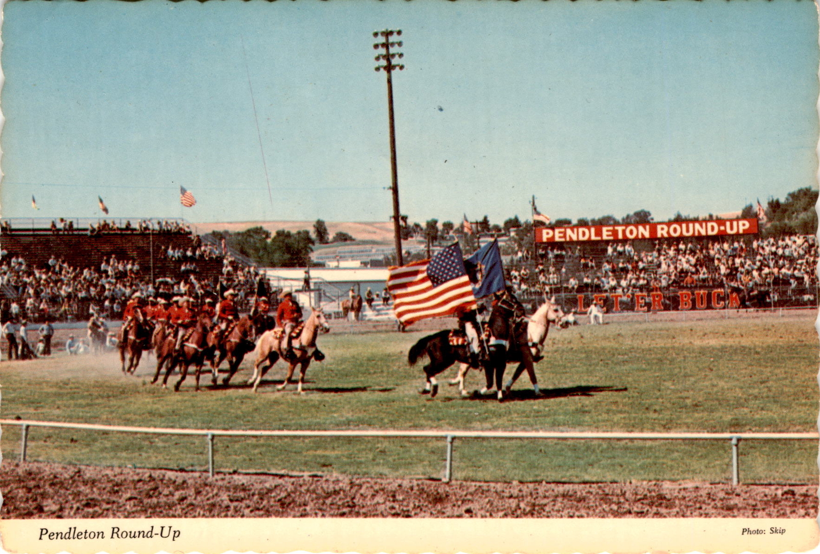Pendleton, Oregon, rodeo event, bull riding, barrel racing, steer Postcard