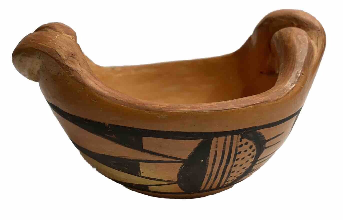 Vintage Hopi Indian Pottery Dish Traditional Polychrome Clay Jar Bowl  