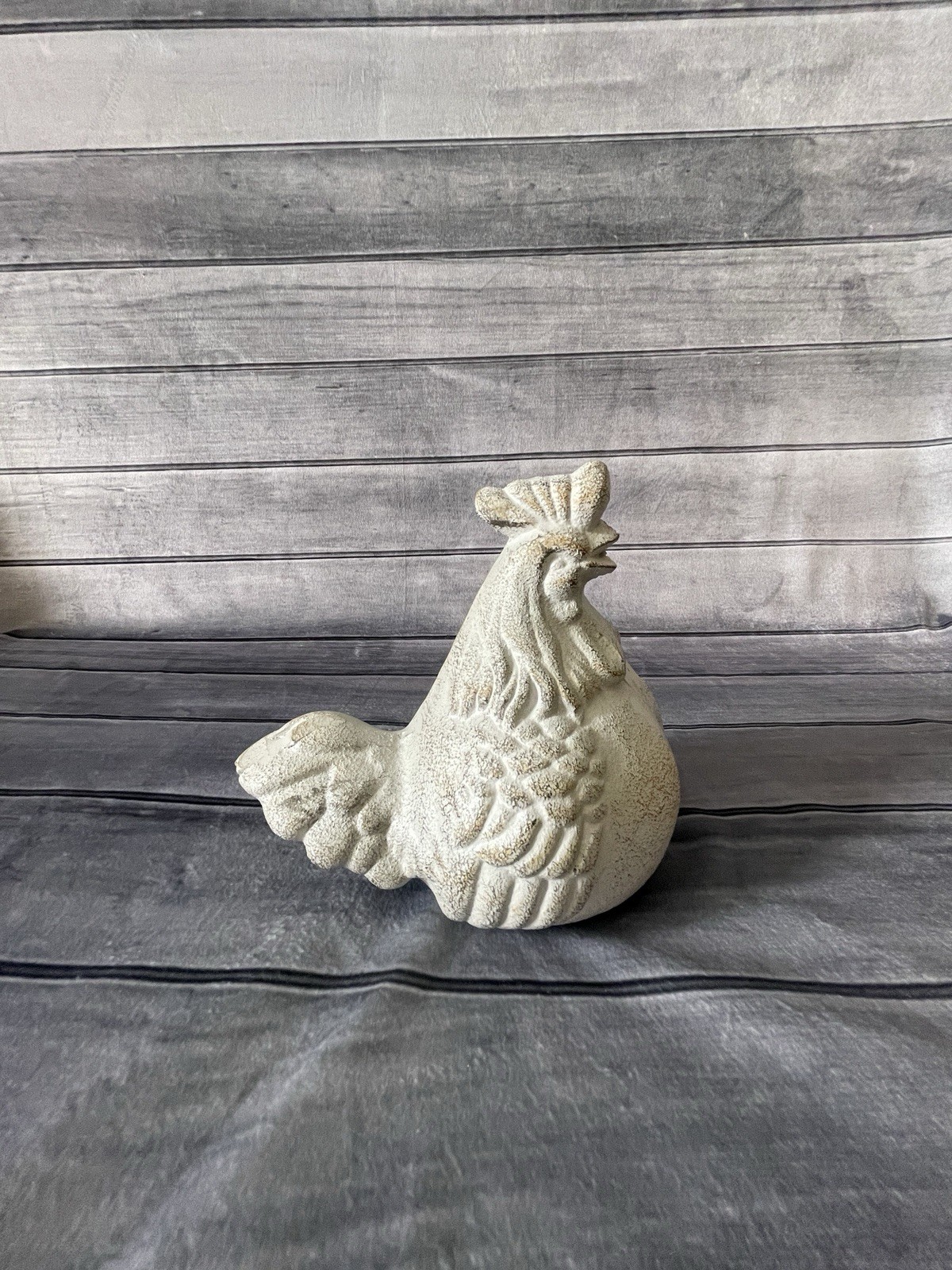 Cast Iron Distressed Rooster Figurine Rustic Farmhouse Country Style Heavy