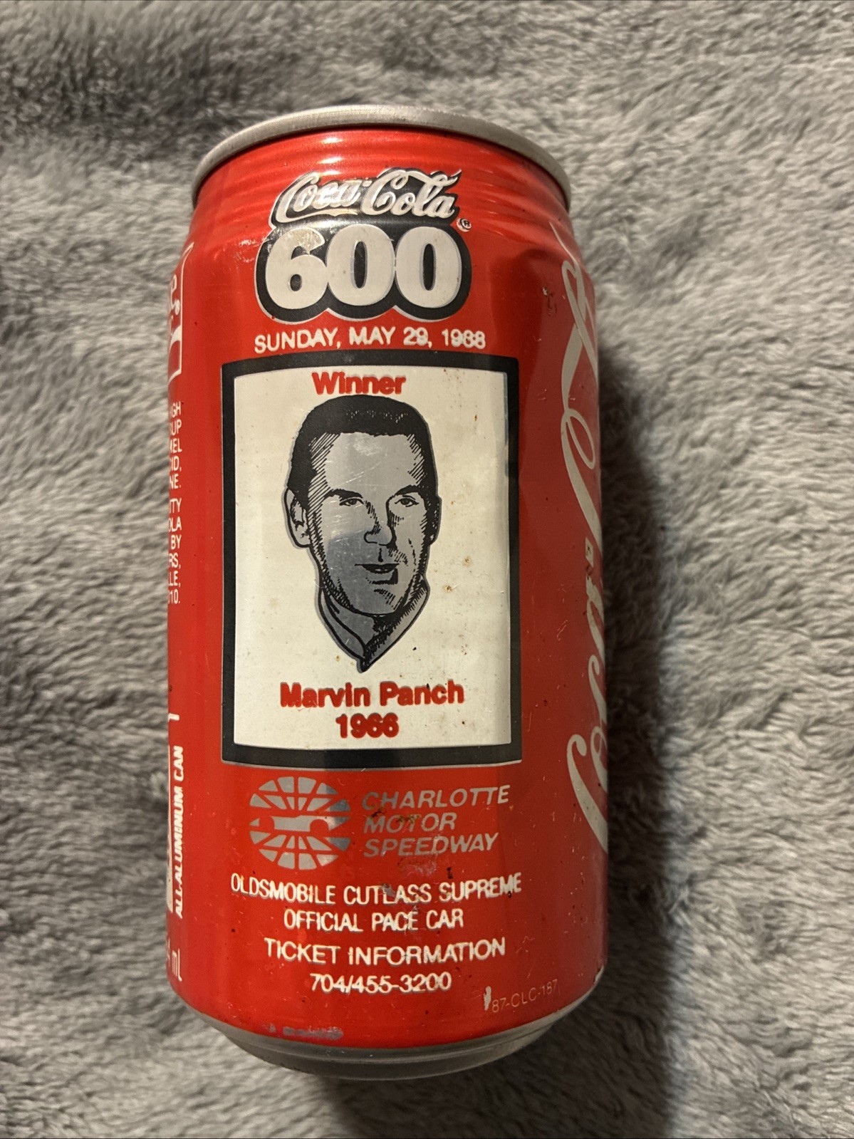 Vintage Marvin Panch Coca-Cola 12oz Soda Can: 1966 Coca-Cola 600 Winner