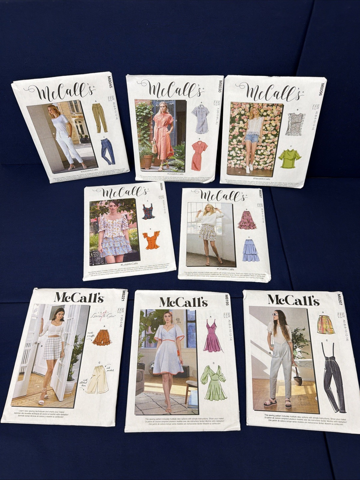 McCall’s 2020’s Sewing Pattern Lot (8) UNCUT M8045,8030,8096,8094,8221,8195,8207