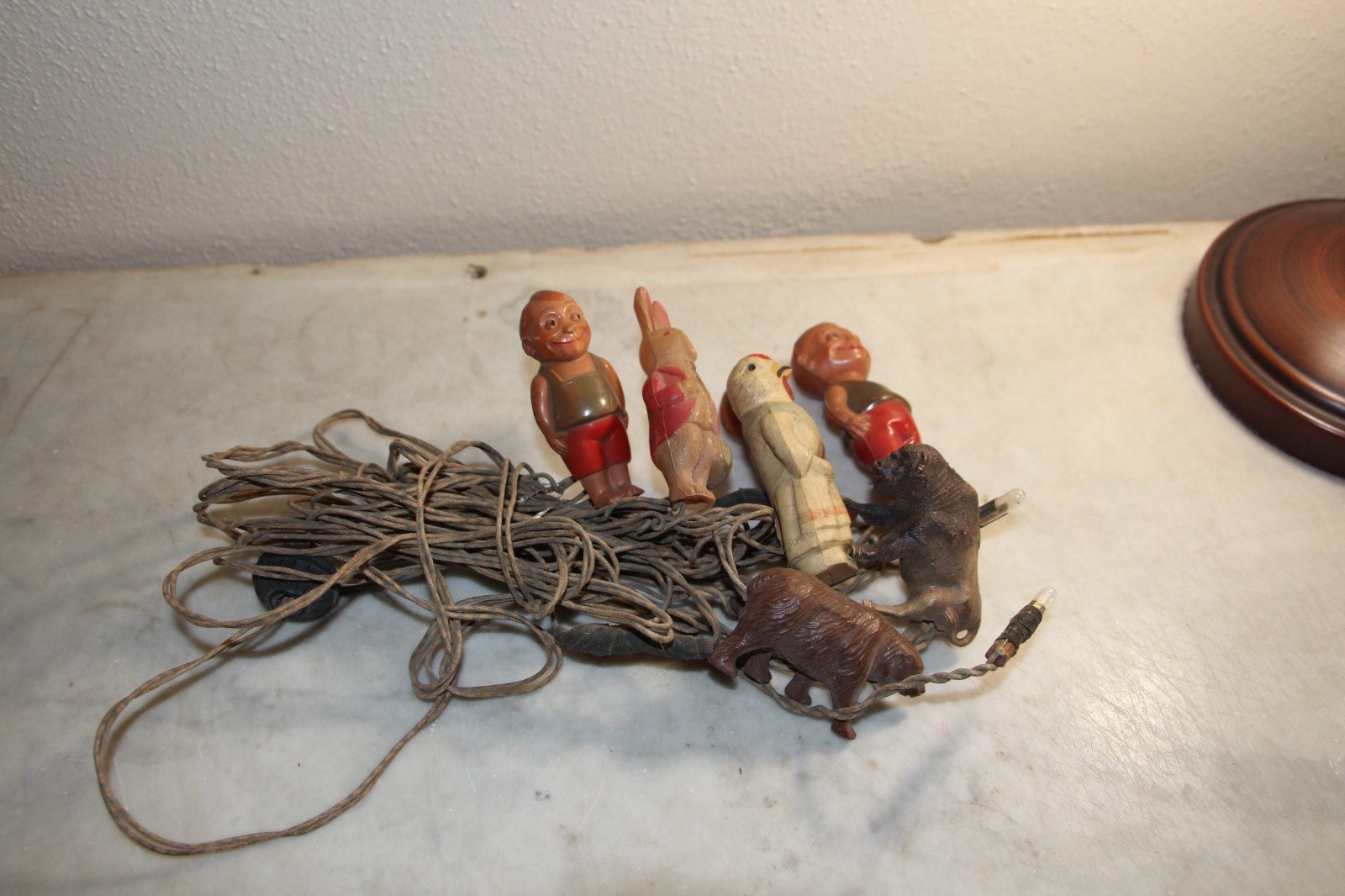 Antique 1930s Christmas String Lights /Celluloid Ornaments