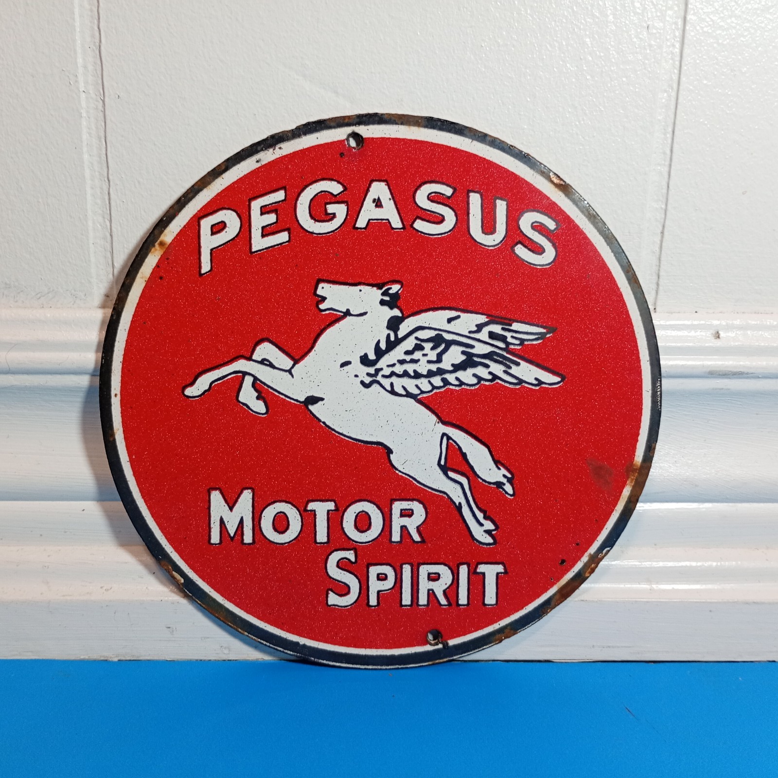 Vintage Mobil Pegasus Motor Spirit Porcelain Enamel Sign 6