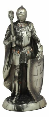 Holy Roman Empire Crusader Knight With Morning Star Club And Shield Statue 7\