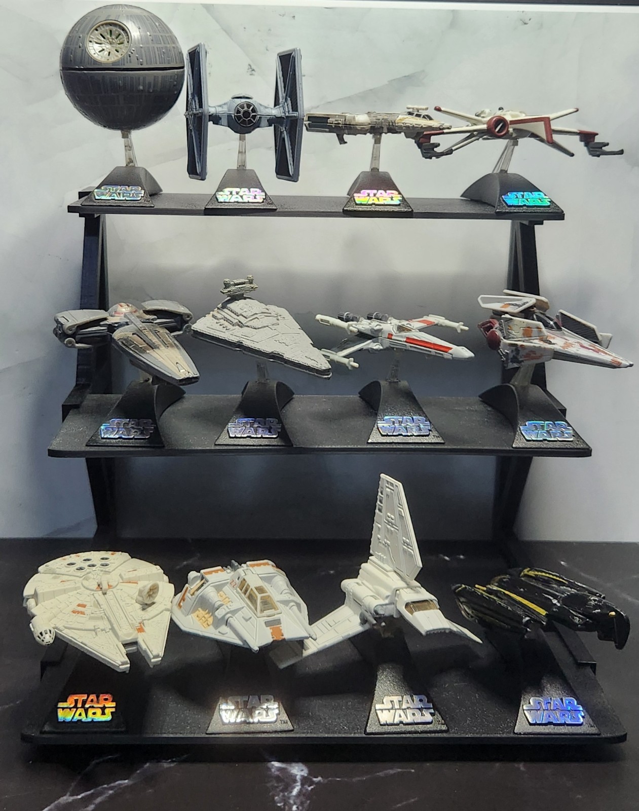 3 Tier Display Stand For Hasbro Titanium Star Wars Ships (Black)