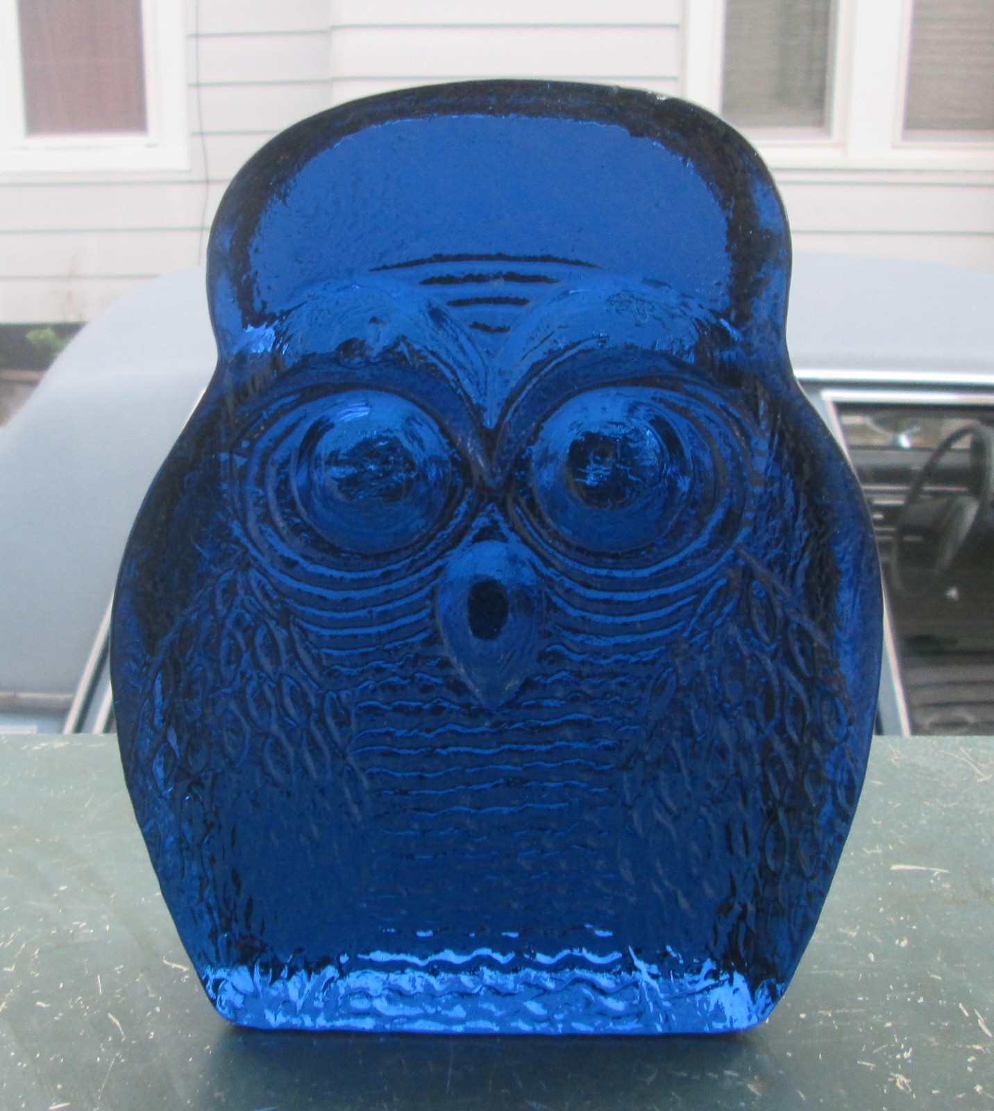 Vintage Blenko Cobalt Blue Owl Solid Art Glass Bookend-L@@K