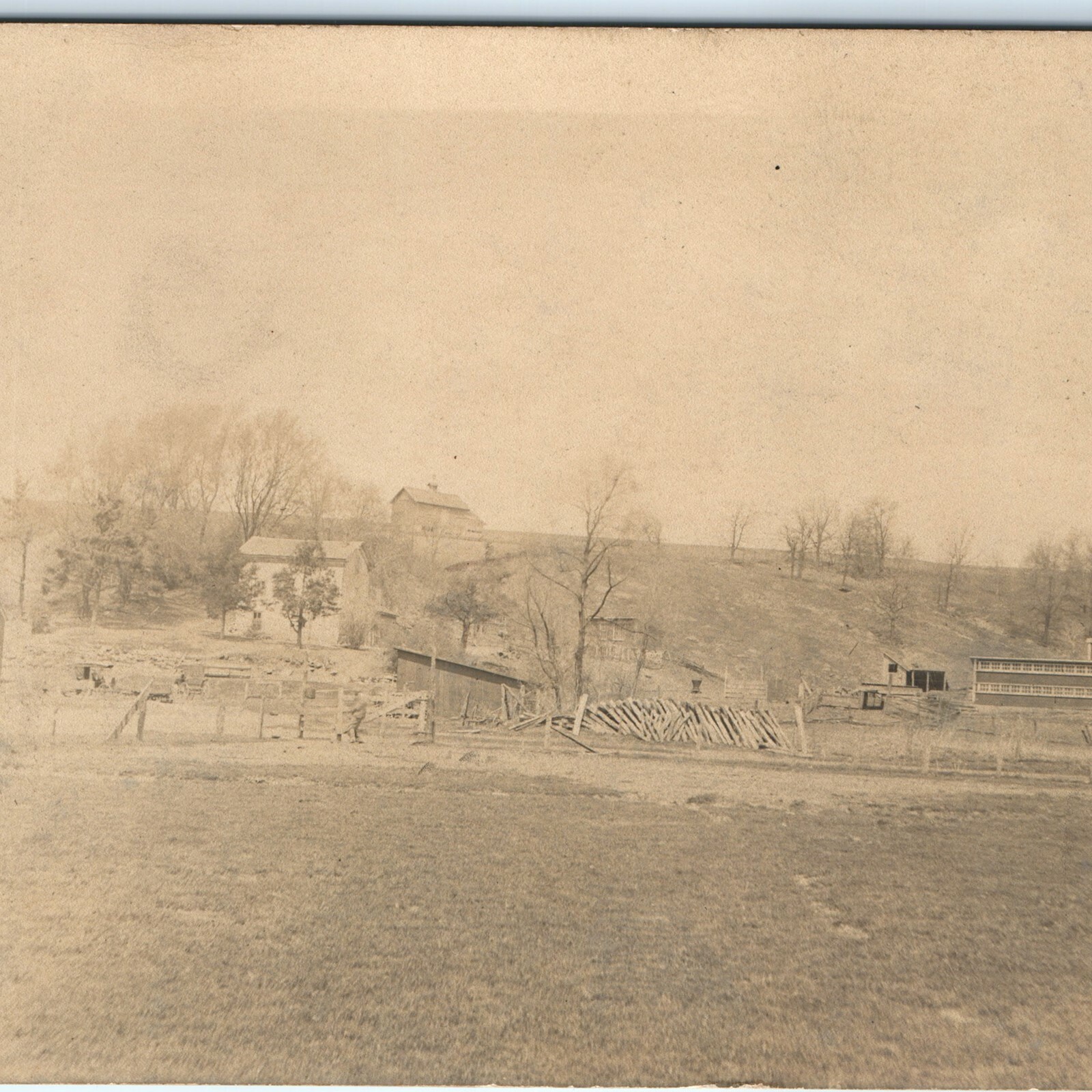 c1910s Birds Eye Farm Barn House RPPC Real Photo Postcard Home Acreage Spring