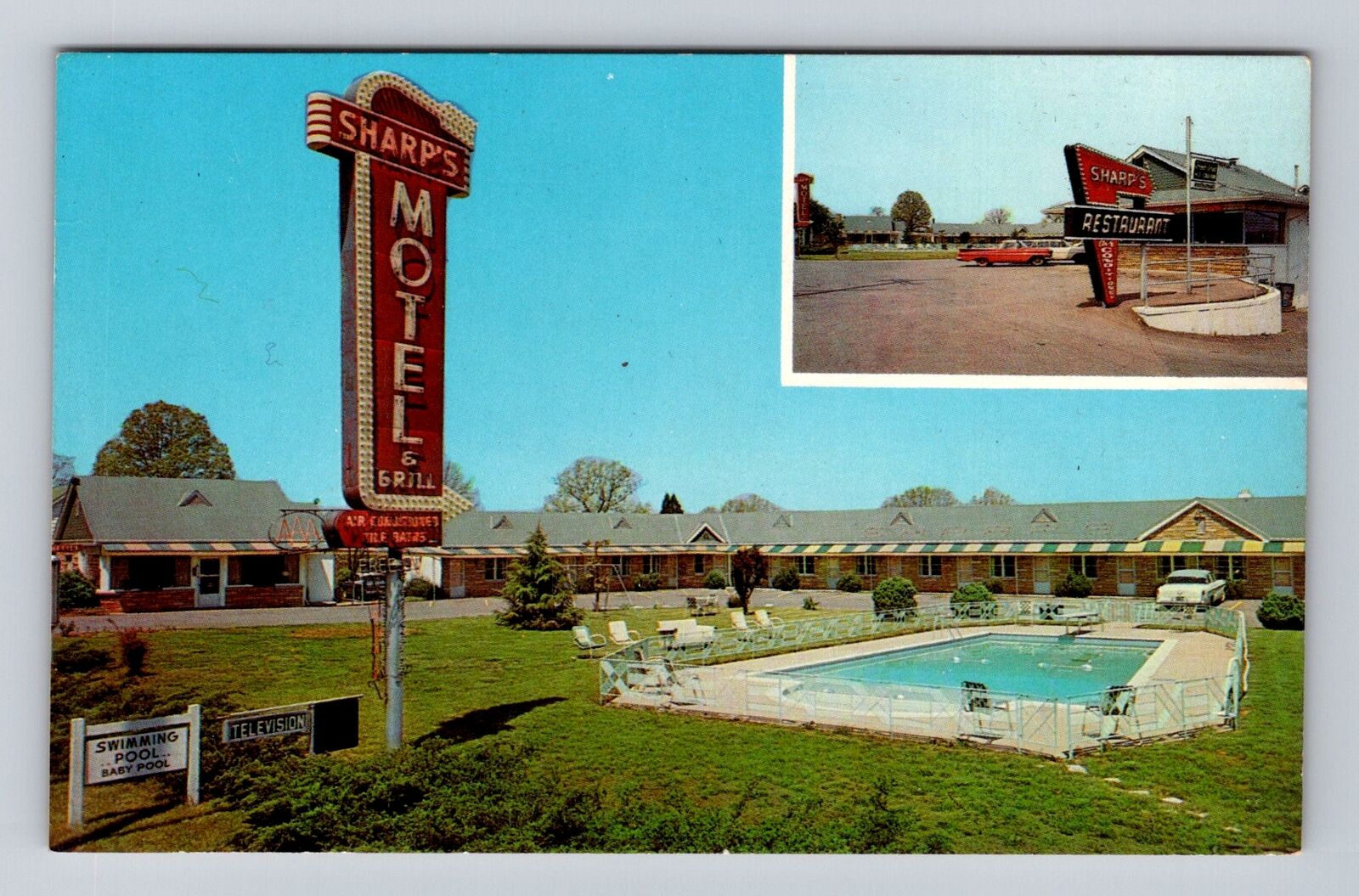 Knoxville TN-Tennessee, Sharp's Motel Advertising, Vintage Souvenir Postcard