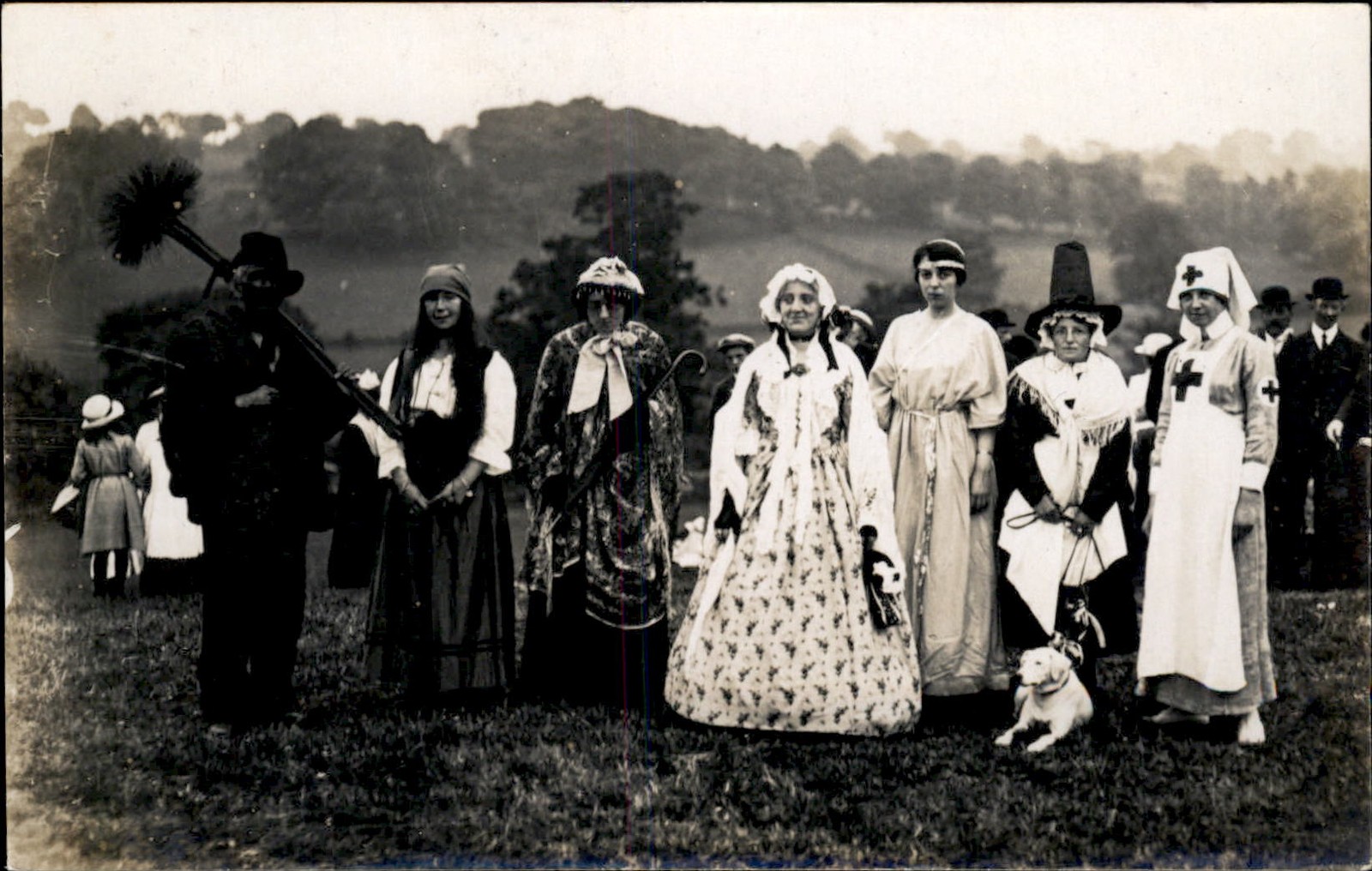 Costume parade group  c1900s-20s Real Photo Vintage Postcard