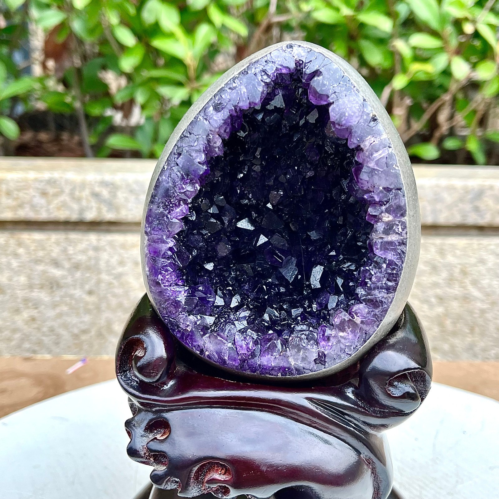 2.49LB  High quality Natural Amethyst geode quartz crystal Dinosaur egg healing