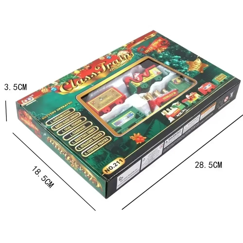 Electric Christmas Train Set with Lights Sound Santa Railway Track Toy