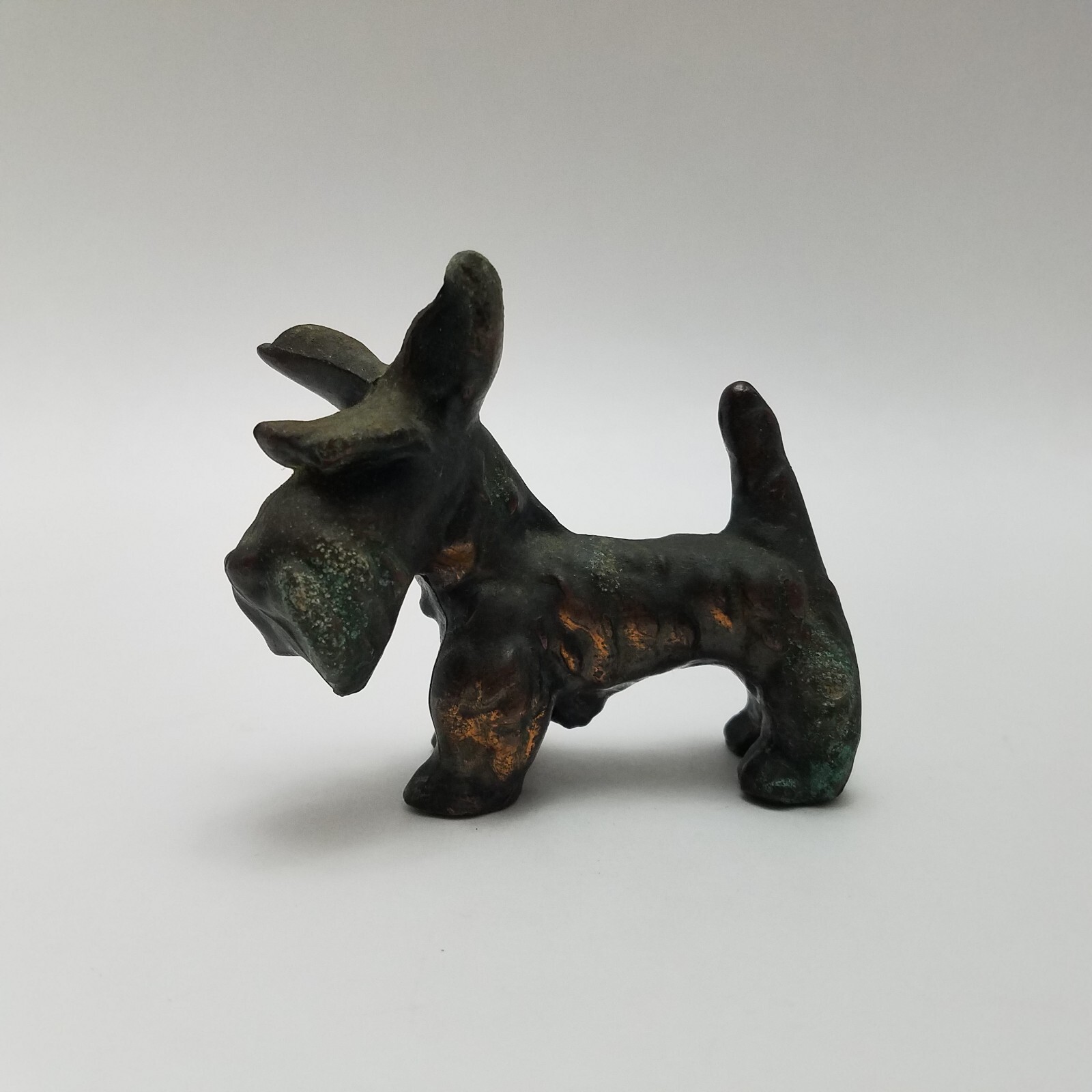 VTG Copper Scotty Dog Scottish Terrier Cast Metal Figurine Paperweight MCM