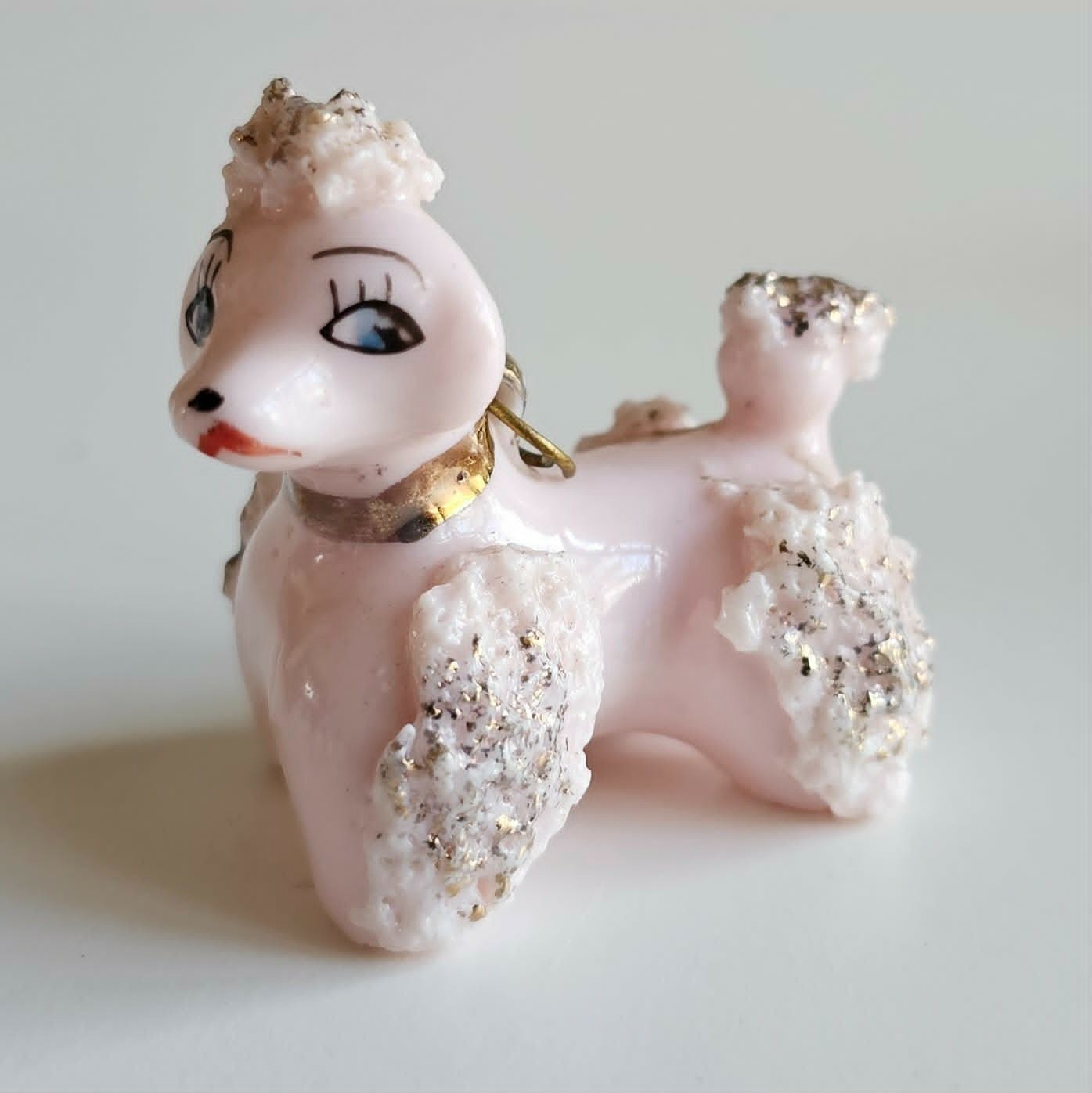 Vintage Mid-Century Pink Spaghetti Poodle Figurine - Miniature