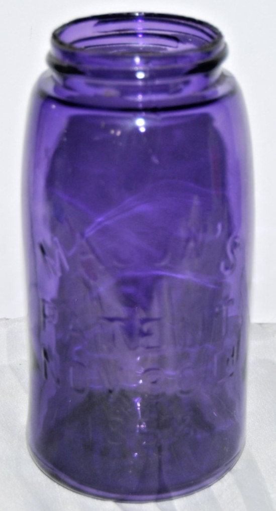 Antique Deep Amethyst Purple Masons Patent 1858 Fruit Jar Quart Size Irradiated Antique Deep Amethyst Purple Masons Patent 1858 Fruit Jar Quart Size Irradiated