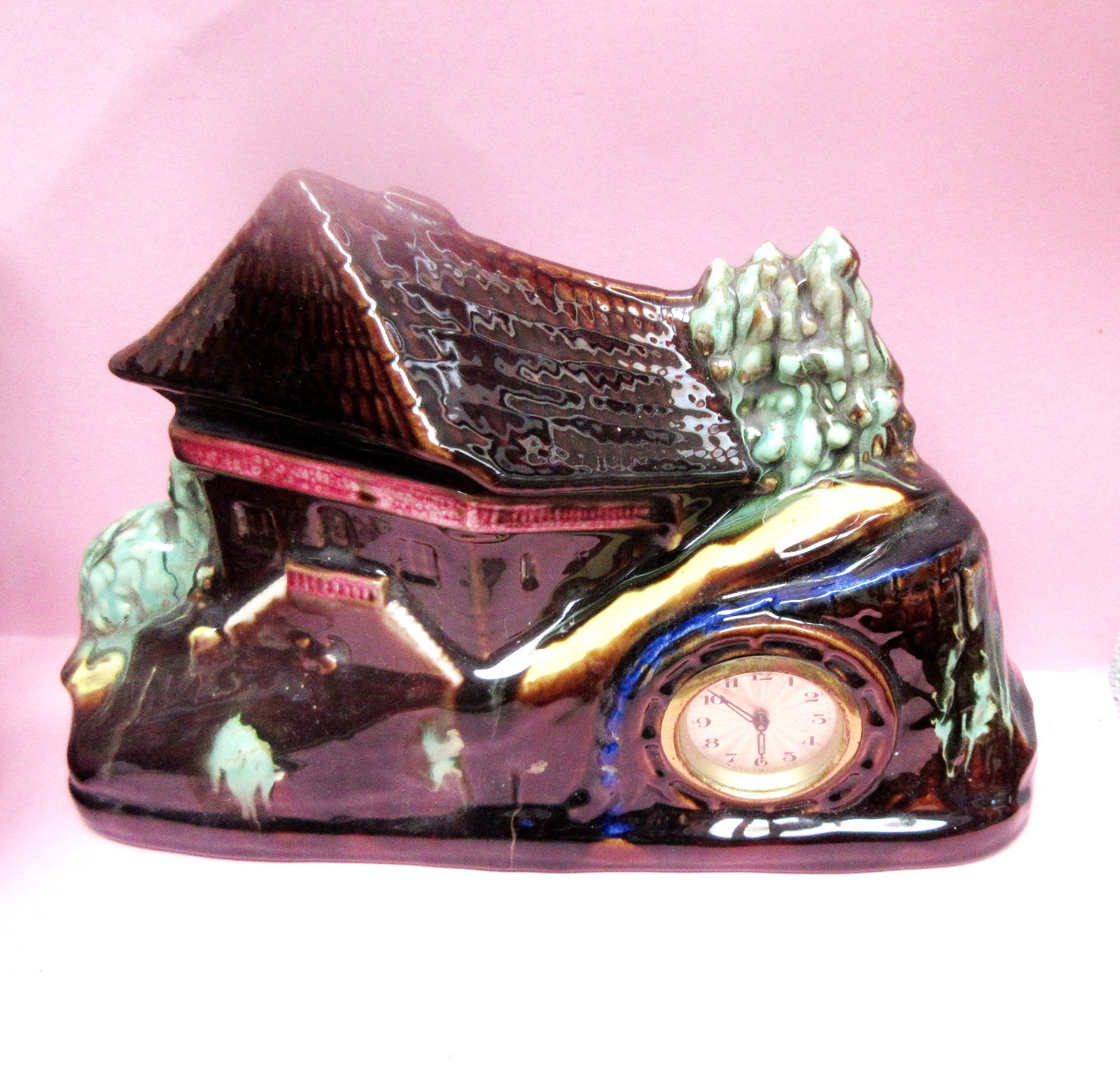 Mantle Clock Majolka probably Schramberg good working Vintage Midcentury Mantle Clock Majolka probably Schramberg good working Vintage Midcentury