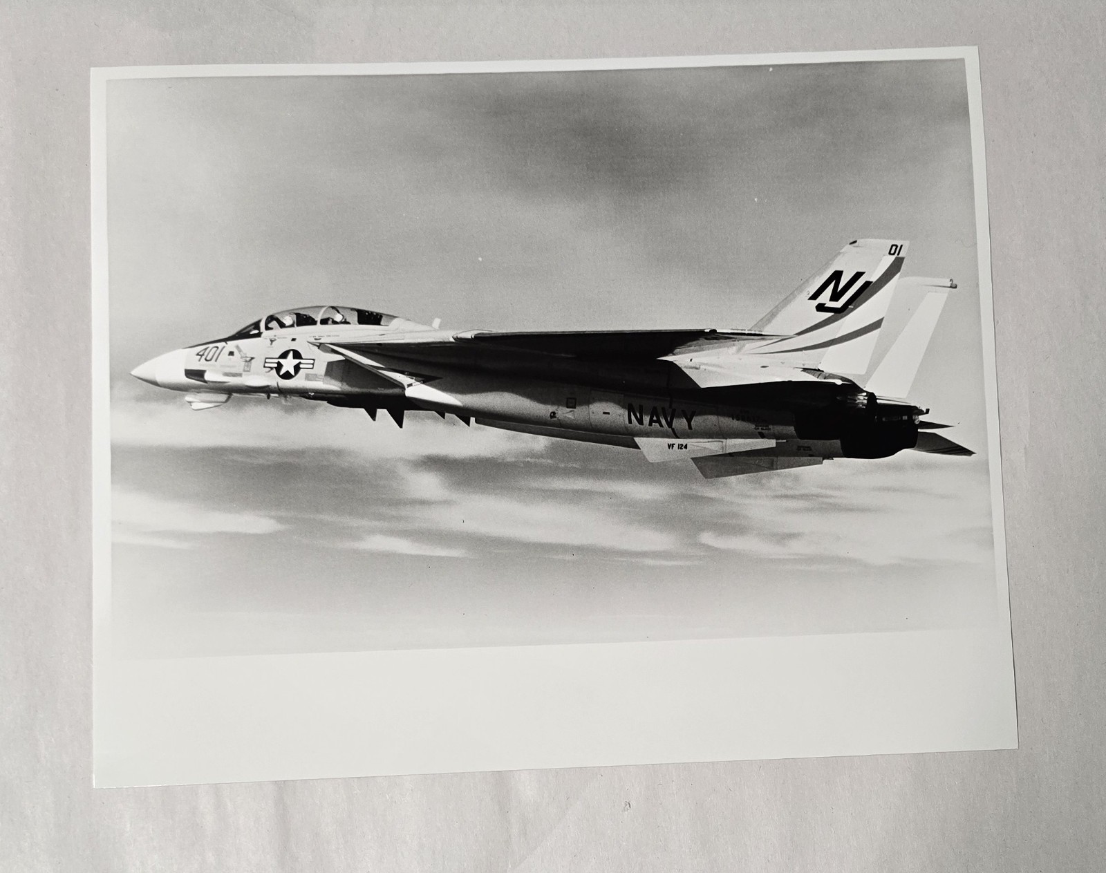 Vintage Official Navy F-14 A Tomcat Press Photo 8x10 Squadron Fighter Mid Flight