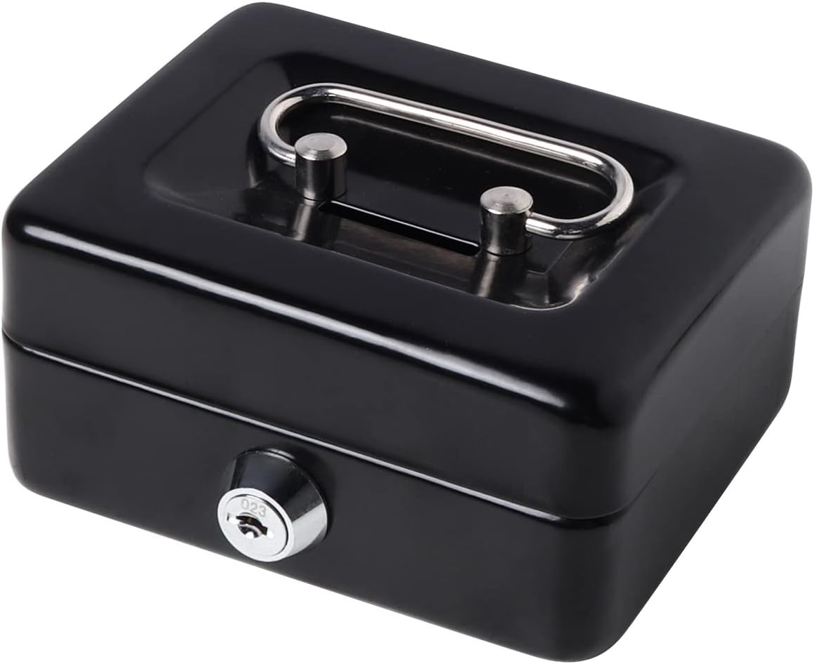 Mini Cash Box with Lock and Slot, Metal Coin Bank Piggy Bank for Adults & Kid...