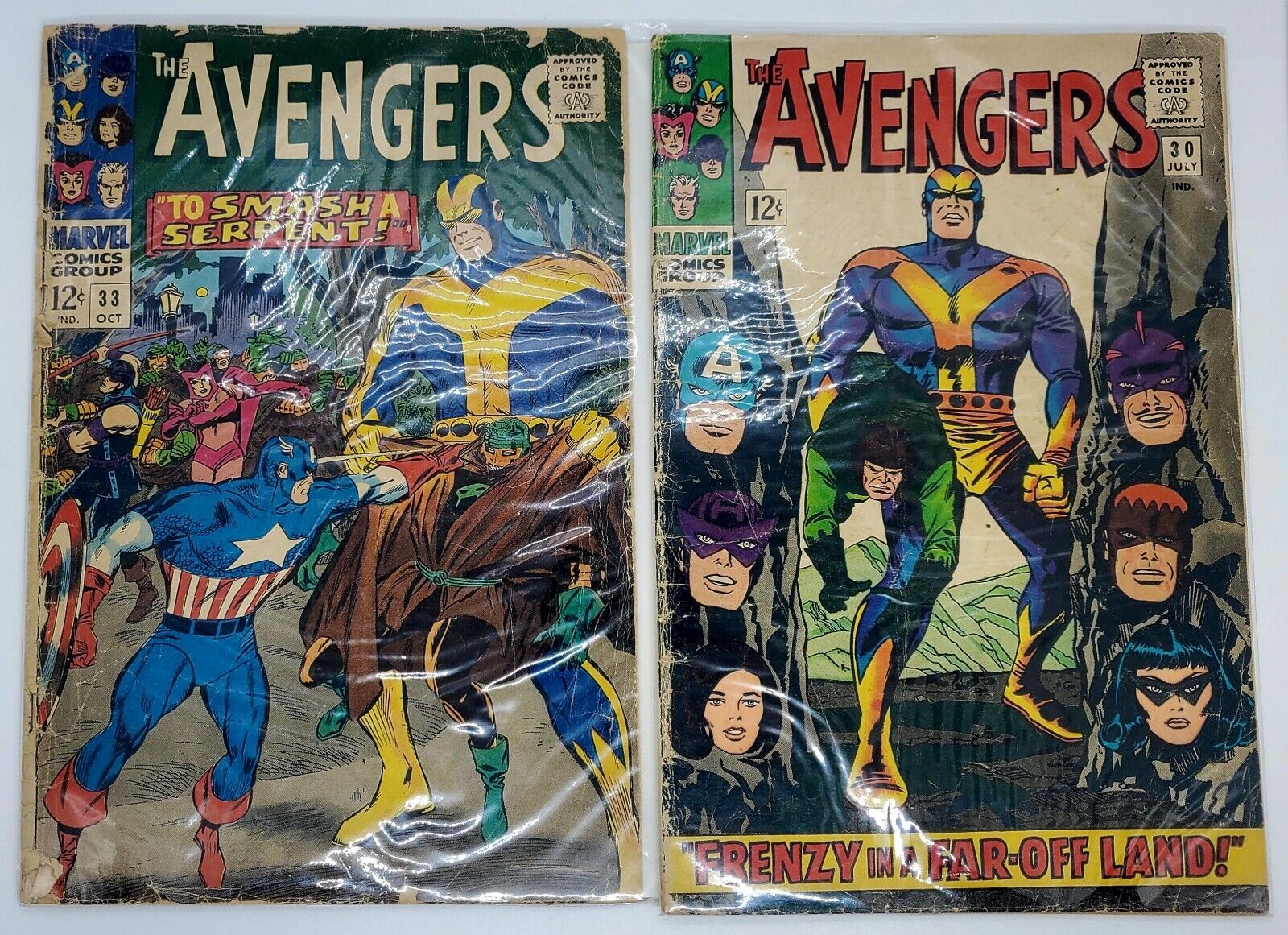 Vintage LOT of 2 The Avengers #30 & #33 Vintage Marvel Comics 1966 1st Print 🔥