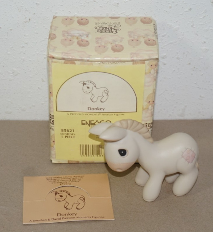 VTG 1981 Precious Moments Mini Nativity Donkey Figurine E5621 w Box Tag VTG 1981 Precious Moments Mini Nativity Donkey Figurine E5621 w Box Tag