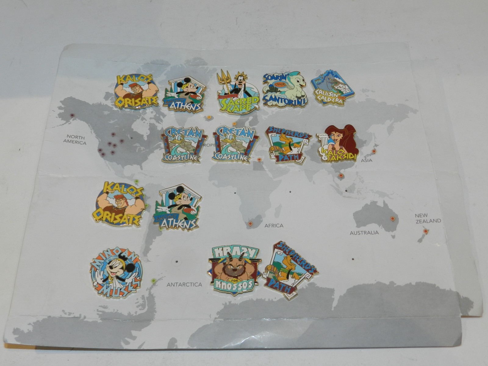 Complete 10-Pin Set Adventures by Disney GREECE + 4 Doubles on Sheet NEW Complete 10-Pin Set Adventures by Disney GREECE + 4 Doubles on Sheet NEW