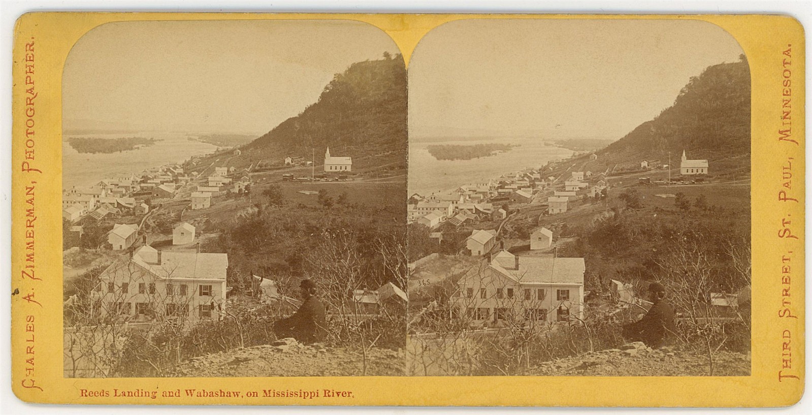 MINNESOTA STEREOVIEW - Read\'s Landing & Wabasha - CA Zimmerman 1870s