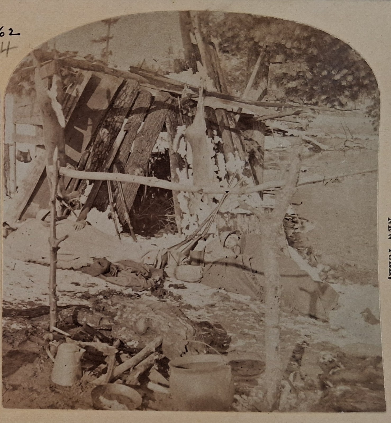Hunting Camp Niagara Falls Stereoview Geo Barker and SB Moyer Emporium