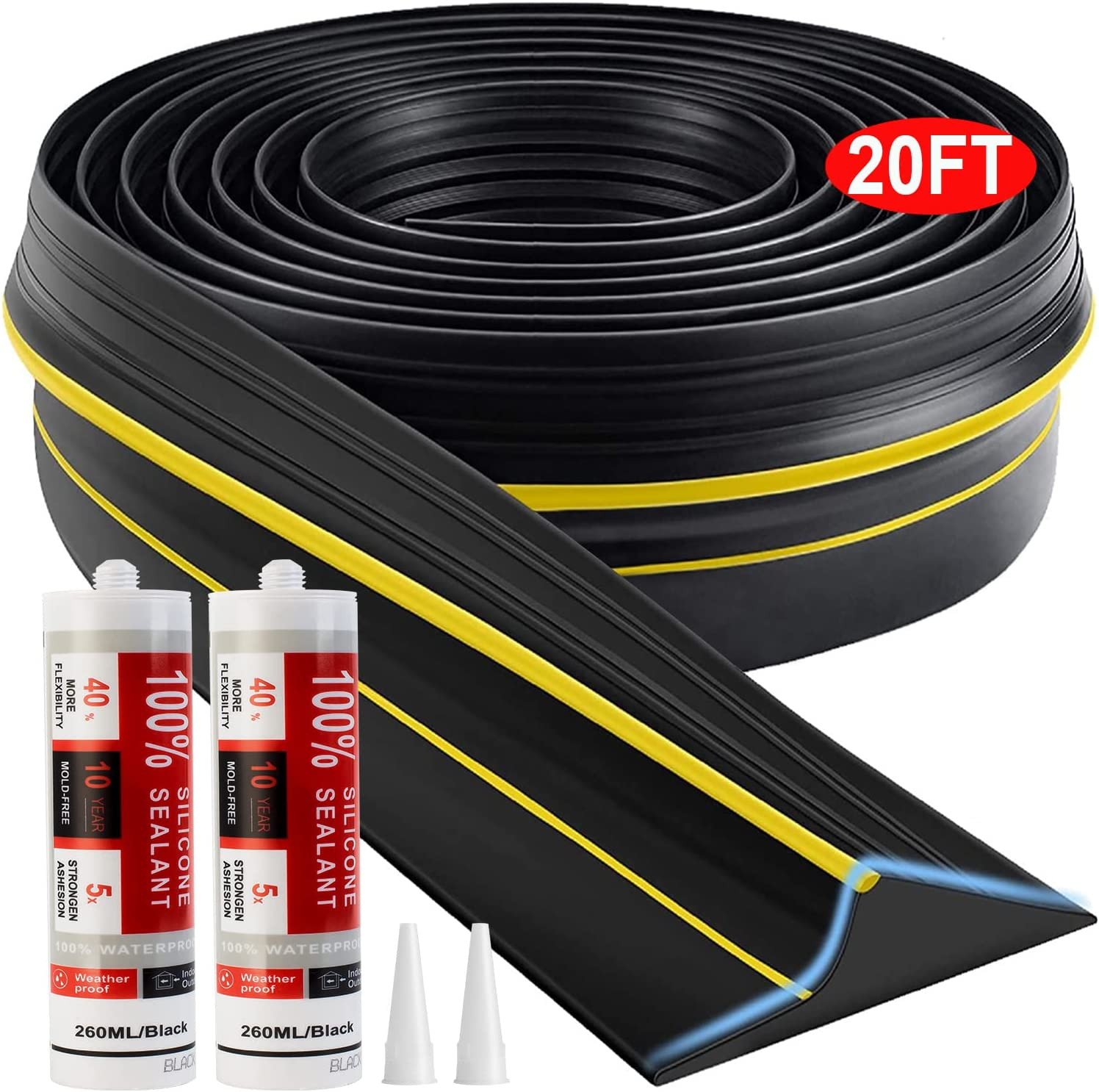 Garage Door Seal Strip 20FT Rubber Threshold Waterproof Kit Garage Door Seal Strip 20FT Rubber Threshold Waterproof Kit