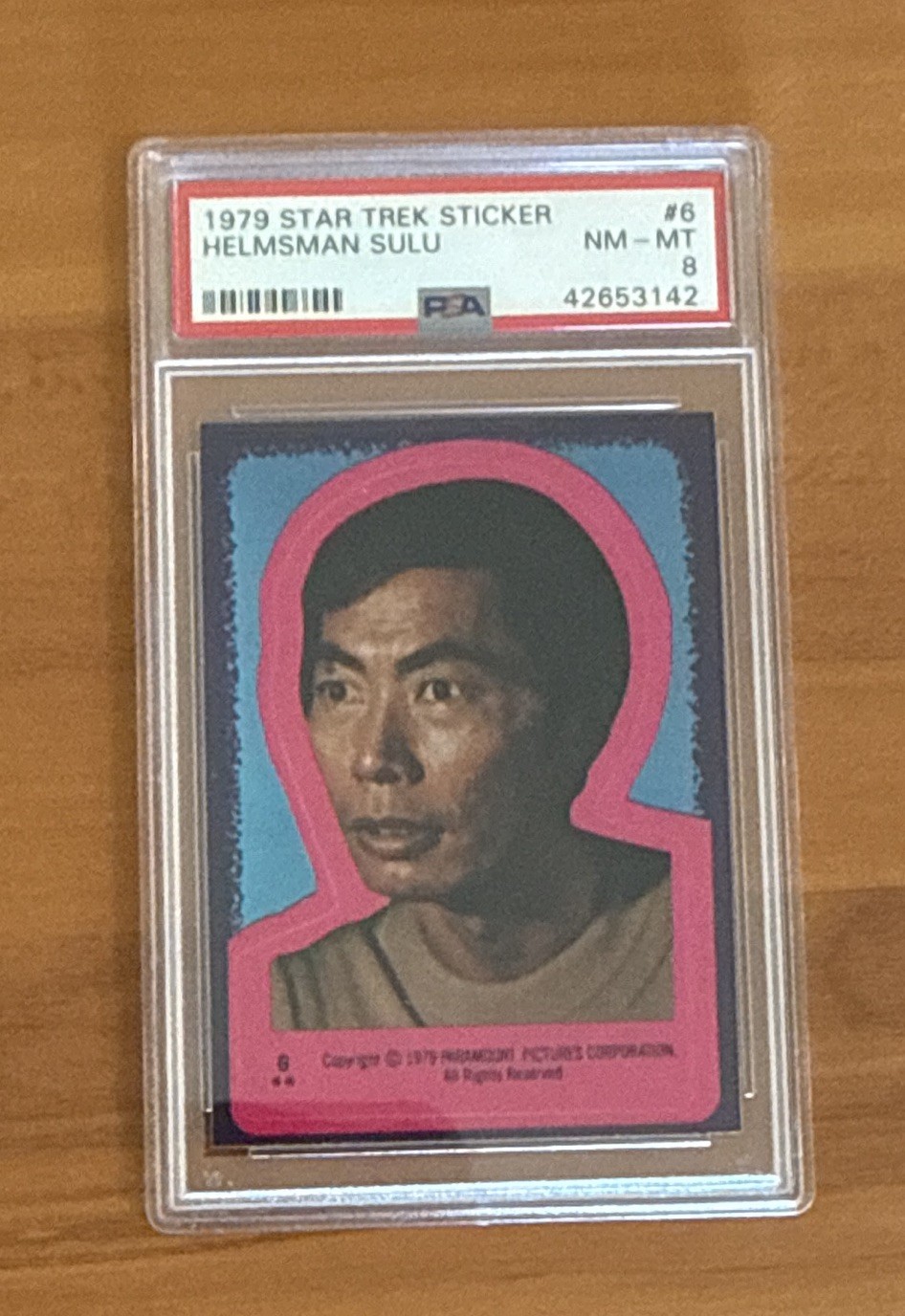 1979 Topps Star Trek Sticker #6 Helmsman Sulu PSA 8