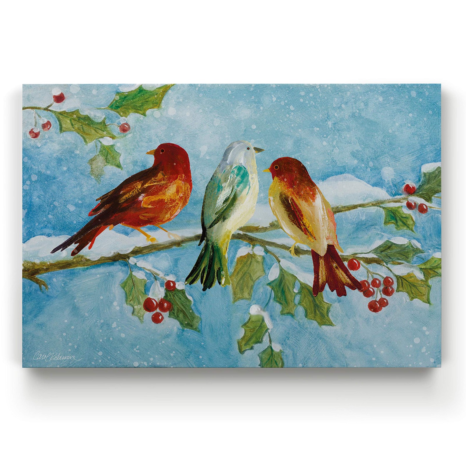 Renditions Gallery SnowBirds on Holly Tree Wall Art Print 24x36