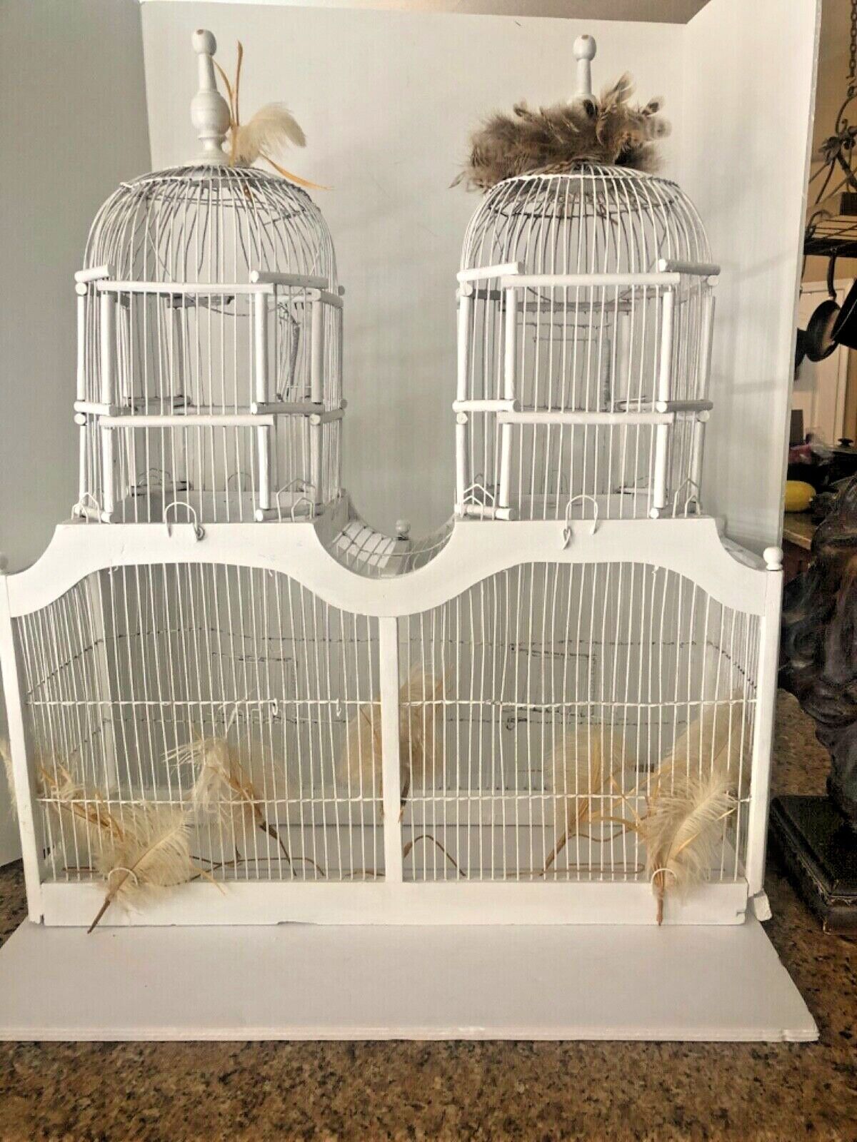 VINTAGE VICTORIAN STYLE COLLECTIBLE DECORATIVE BEAUTIFUL WHITE BIRD CAGE 27”X31”