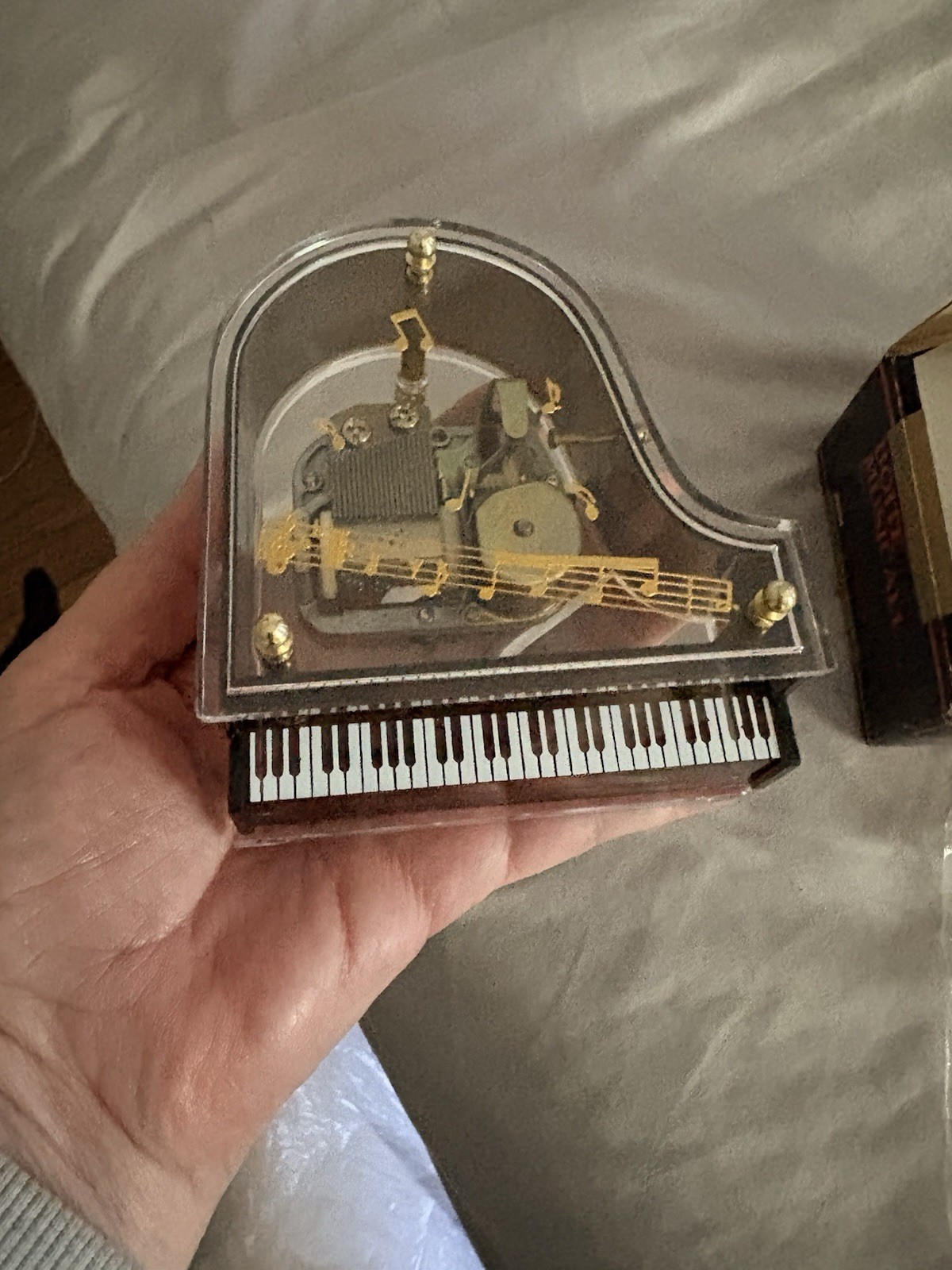 Vintage Sankyo Clear Lucite Acrylic Grand Piano Music Box Works NIB