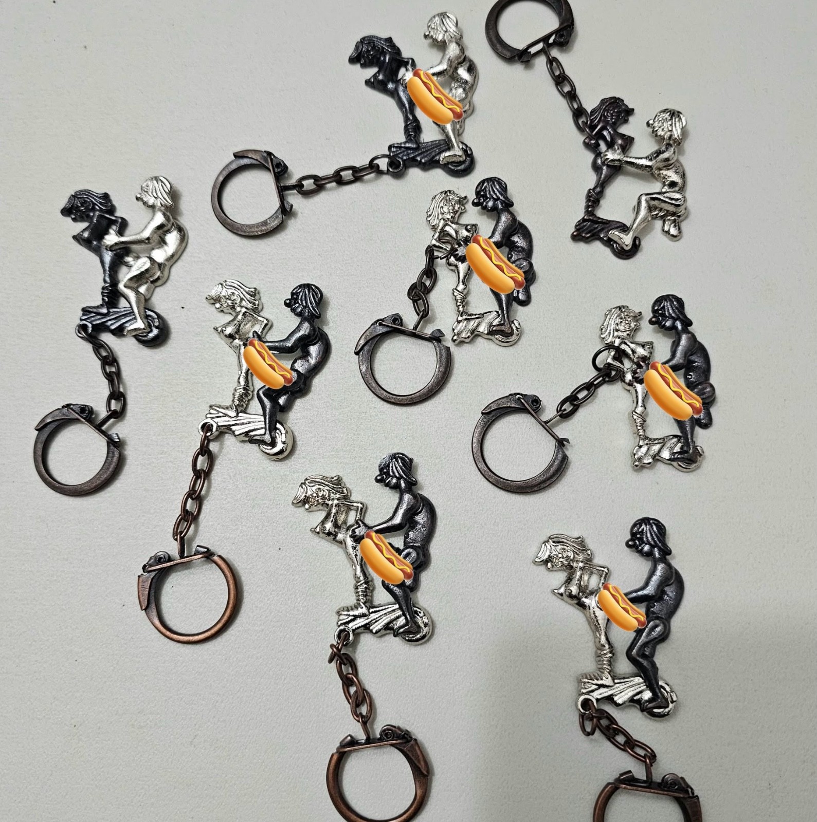 Lot of 8 Vintage 70\'s Adult Novelty Keychains - Man Woman Sex 