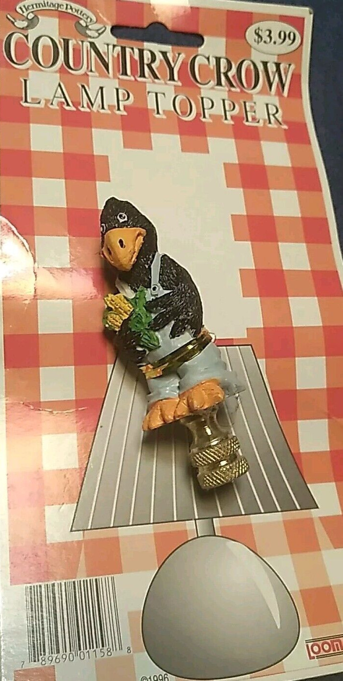 Hermitage Pottery 1996 Country Crow Lamp Topper Lampshade PT 8557 ~ Boy Crow