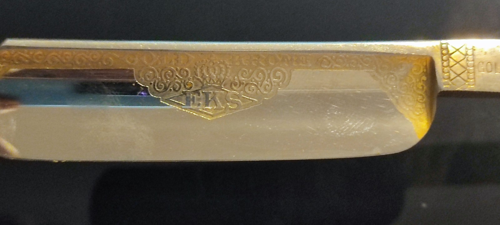 Rare NOS Vintage EKS Ewald Krone Gold Krome Straight Razor Rare NOS Vintage EKS Ewald Krone Gold Krome Straight Razor