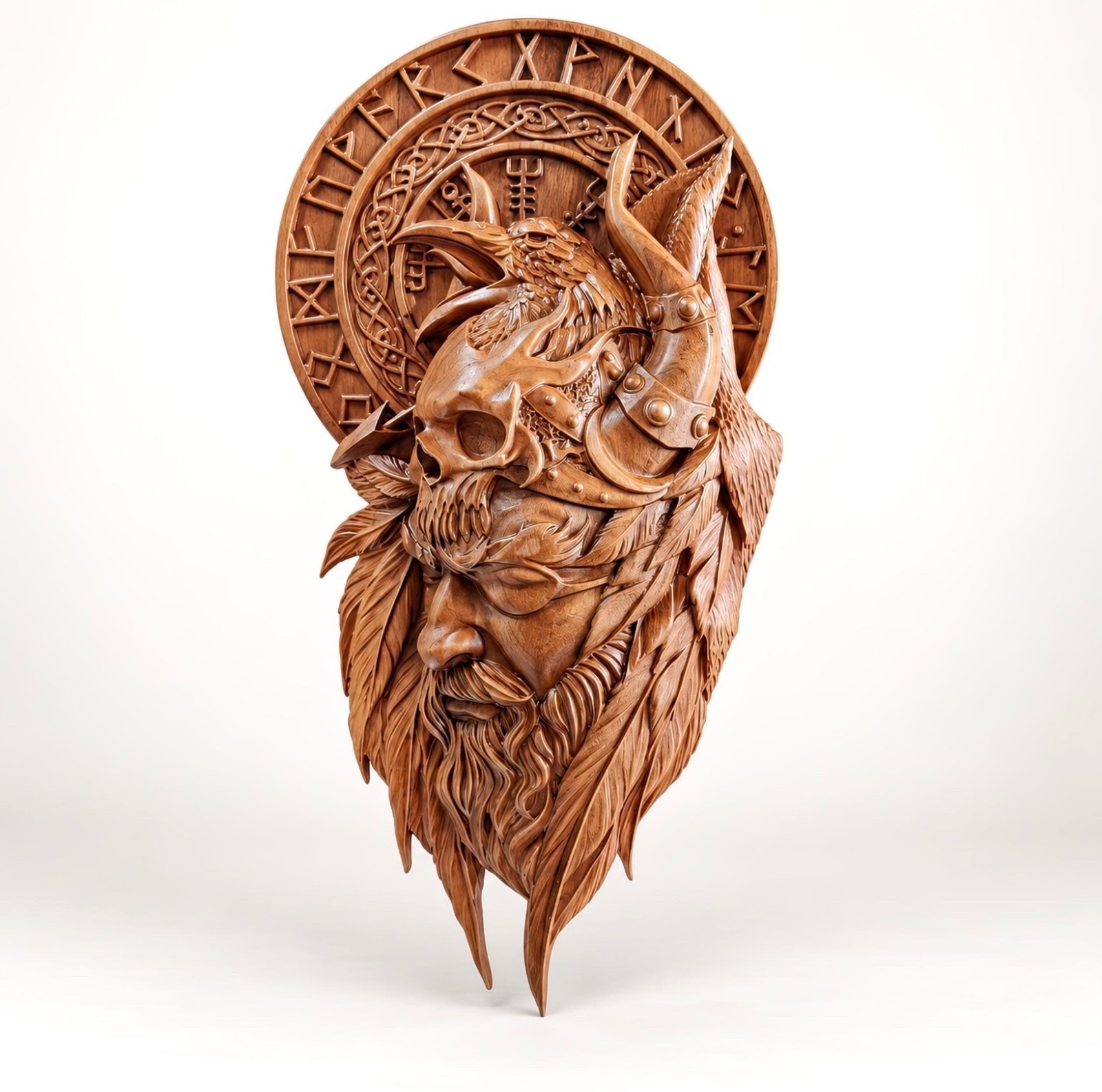 Handcrafted Odin Wooden Wall Art Norse God Viking Home Decor Plaque