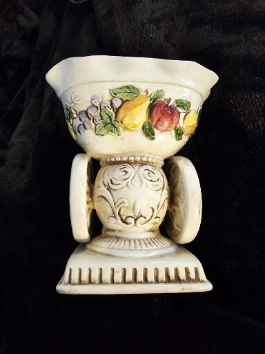 Relpo Vintage Fruit Planter Vase Pedestal Ruffled Top 6 x 5.5 in Marked