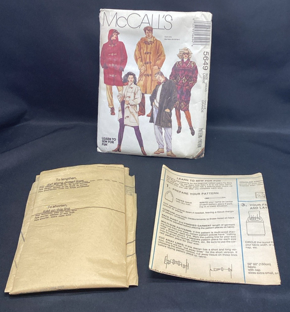 Vtg Sewing Pattern, McCall's 5649, 40-42, Uncut - ships free Vtg Sewing Pattern, McCall's 5649, 40-42, Uncut - ships free