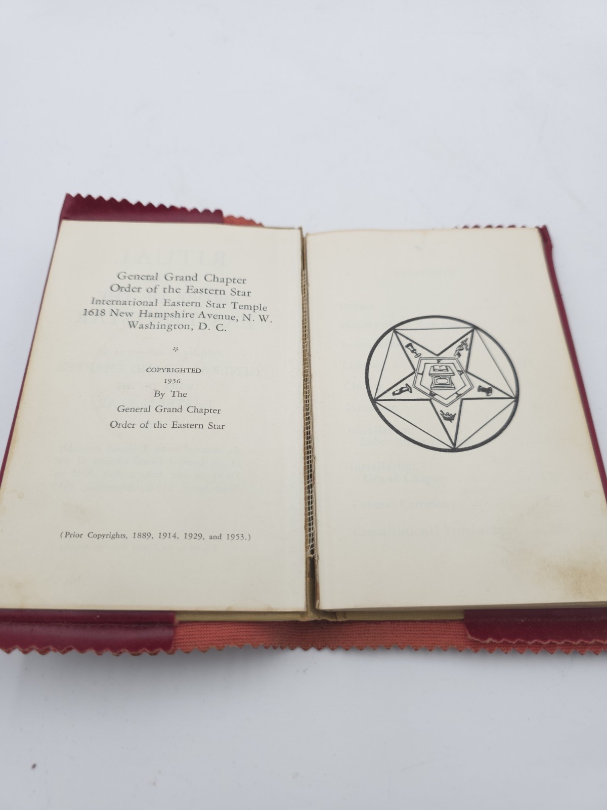 1956 Order of the Eastern Star Ritual Book Red Hardcover Masonic OES Manual