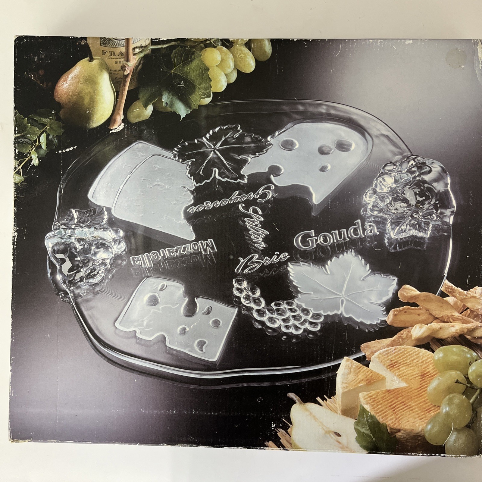 Vintage Walther Crystal Clear Glass Cheese Embossed Tray Platter Vintage Walther Crystal Clear Glass Cheese Embossed Tray Platter