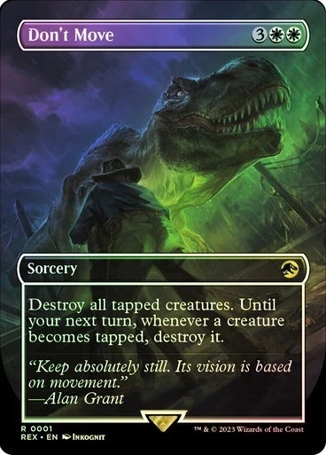1x FOIL BORDERLESS DON'T MOVE - Jurassic Park - MTG Magic the Gathering